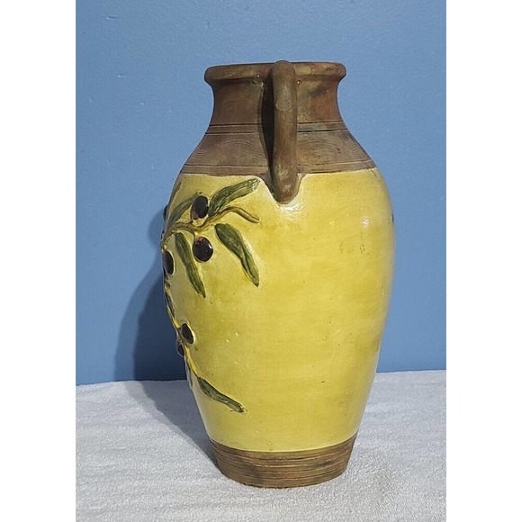 Rear Vintage Earthenware Olive Glazed Jar. Made in The Phillipines. Antique Jars - Picture 4 of 12